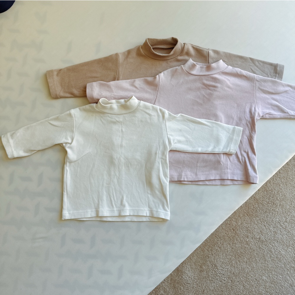Konny Baby Modal Mock Neck T-shirt - 1-2Y - Bundle 3 pcs Beige / Pink / Cream